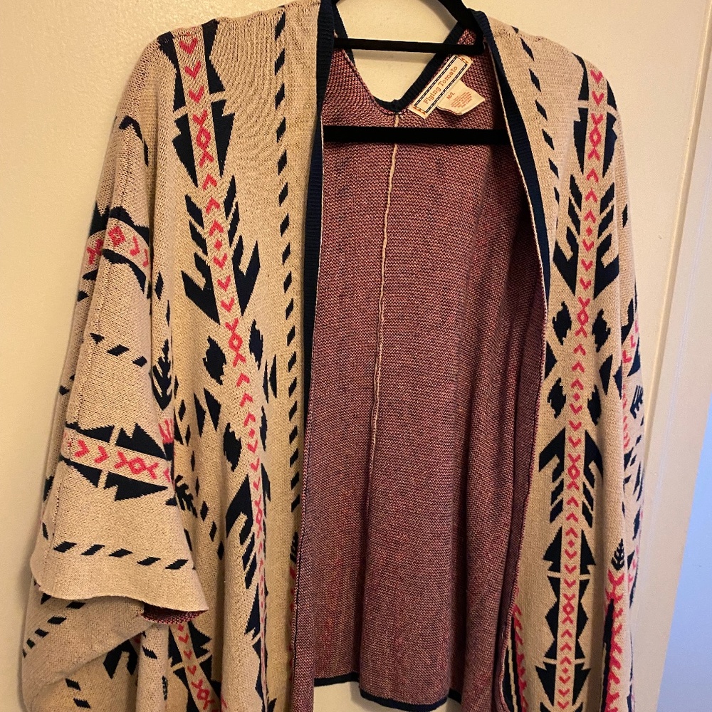 Flying Tomato Aztec Tribal Poncho- open cardigan